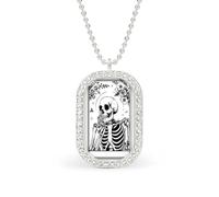 Skeleton Thinking Rectangle Pendant Necklace Silver Women Jewelry Alloy Keychain Tag Jewelry