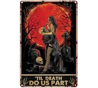 Skeleton 'Til Death Do Us Part Halloween Poster Vintage Tin Sign Garden Metal Signs Lovers Gifts For Women Coffee Home Office Classroom Bathroom Apartment Wall Art Decor 8x12inch