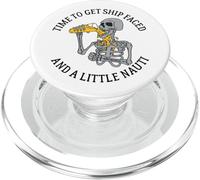 Skeleton Time To Get Ship Faced and Little Nauti Cruise Ship PopSockets PopGrip for MagSafe