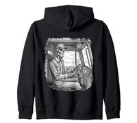 Skeleton Trucker Truck Driver Long Haul Road Trucking Zip Hoodie