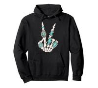 Skeleton Turquoise Hand Western Vibes Rodeo Cowboy Cowgirl Pullover Hoodie