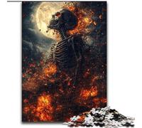 Skeleton Under The Moon 1000 Pieces Jigsaw Puzzle for Adults& Teens, Learning Educational Toys Family Games with Matching Poster And Trivia Sheet (size 50x75cm)