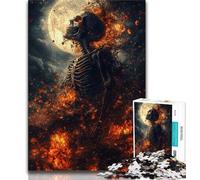 Skeleton Under The Moon Jigsaw Puzzles for Teenagers 1000 Jigsaws,Stress Reliever Difficult Challenge Suitable for Desktop Decoration (38x26cm)