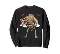 Skeleton Unicorn Riding Dinosaur T Rex Halloween Sweatshirt