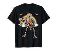 Skeleton Unicorn Riding Dinosaur T Rex Halloween T-Shirt