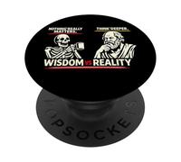 Skeleton vs Socrates Funny Philosophy Meme T-Shirt For women PopSockets Adhesive PopGrip