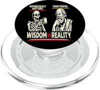 Skeleton vs Socrates Funny Philosophy Meme T-Shirt For women PopSockets PopGrip for MagSafe
