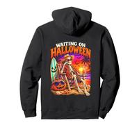 Skeleton Waiting On Halloween Beach Summer Pumpkin Funny Pullover Hoodie