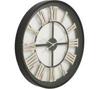 Skeleton Wall Clock - White Roman Numerals - Black Frame - 80cm x 80cm
