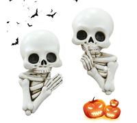 Skeleton Wall Pedestal Decoration, Skeleton Sculpture Sticker, Light Button Decal, Skull, 2-Piece Wall Painting Skeletons for Outlets, Bedroom, Parties, Kitchen, Living Room, Bathroom, Holiday