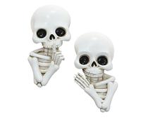 Skeleton Wall Sculpture | Skull Statue Spying | Gothic Resin Decoration with Invisible Tape for Door