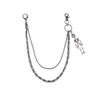 Skeleton Wallet Chain for Biker Jeans Punk Bead Key Chain Hip Hop Skull Trousers Heavy Waist Chain Unisex Pants Accessory for Men Belt