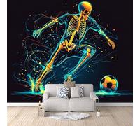 Skeleton Wallpaper Murals Geometric Skull Football Photo Wallpaper 450 × 315 cm / 177.1" × 124" Non-Woven 3D Wall Mural Decoration Poster for Bedroom Living Room TV Backdrop