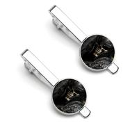 Skeleton Warrior Ancient Sword 2Pcs Tie Clips for Men Tie Pins Women Necktie Pinch Bars Tacks Silver Jewellery