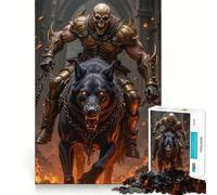 Skeleton Warrior Riding A Hellhound 1000 Piece Jigsaw Puzzle for Teenagers Recall Upgrade Calm Mind Clear Cut Art Collectible 50x75cm
