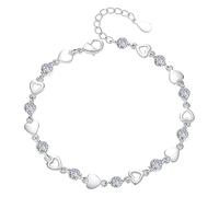 Skeleton Watch Movement Sterling Silver Fashion Heart Bracelet For Women & Girls Silver (A, One Size)