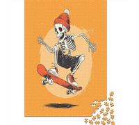Skeleton Wearing An Orange Hat Jumping on A Skateboard Puzzle 70x50cm/1000pcs Erwachsene Puzzle,Home Decor