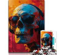 Skeleton Wearing Headphones 1000 Piece Jigsaw Puzzle for Adults And Teenagers,Educational Games Home Decoration Deal As Gifts for The Whole Family (75x50cm)