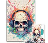 Skeleton Wearing Headphones Jigsaw Puzzles for Teenagers 1000 Jigsaws,Stress Reliever Difficult Challenge Suitable for Desktop Decoration (75x50cm)