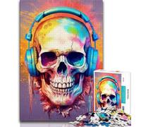 Skeleton Wearing Headphones Puzzles for Adults And Teenagers,Challenging To Complete But Fun And Humorous Birthday Present,Gifts,Wall Art (38x26cm)