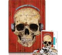 Skeleton Wearing Headphones Puzzles for Adults Teens 1000 Pieces,Stress Reliever Staycation Kill Time with Matching Poster And Trivia Sheet 50x75cm