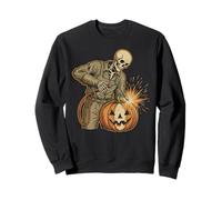 Skeleton Welder Carving Pumpkin Funny Halloween Outfit Sweatshirt