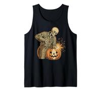 Skeleton Welder Carving Pumpkin Funny Halloween Outfit Tank Top