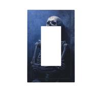 Skeleton with Arms Crossed Light Switch Wall Plate Faceplate Cover Single Rocker 1 Gang Decorator Outlet Receptacle Covers for Home Kitchen Room Bathroom Decor