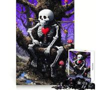 Skeleton with Heart in Enchanted Forest 1000 Piece Jigsaw Puzzles for Adults Jigsaw Think Toy Calm Relax Clean Cut Wall Art Decor 50x75cm