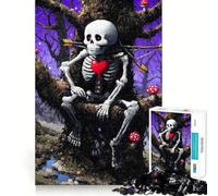 Skeleton with Heart in Enchanted Forest 1000 Piece Jigsaw Puzzles for Adults Jigsaw Think Toy Calm Relax Clean Cut Wall Art Decor 50x75cm