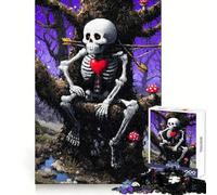 Skeleton with Heart in Enchanted Forest Hard Jigsaw Puzzle for Adults 1000 Pieces Logic Toy Family Bond Precision Cut Warm Surprise 38x26cm