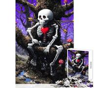 Skeleton with Heart in Enchanted Forest Jigsaws 1000 Pieces for Teenagers Boost Cognitive Clarity And Sharpness Mindful Calm Play Enjoyment (50x75cm)