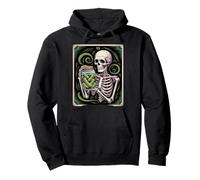 Skeleton With Pickle Jar Tarot XX Arcana Humor Pullover Hoodie