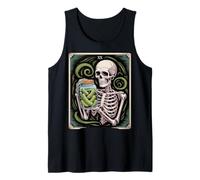 Skeleton with Pickle Jar Tarot XX Arcana Humor Tank Top