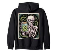 Skeleton With Pickle Jar Tarot XX Arcana Humor Zip Hoodie