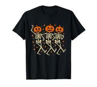 Skeleton with Pumpkin Head Halloween Icons Fall Design T-Shirt