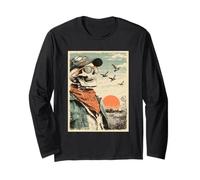 Skeleton with Sunglasses Duck Hunting Gothic Hunter Sunset Long Sleeve T-Shirt