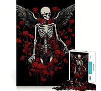 Skeleton with Wings And Roses 1000 Pieces Jigsaws Adults Puzzles Gifts Brain Workout Toy Relaxed Mind Art Assembly Memorable Gift 50x75cm