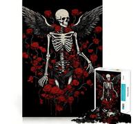 Skeleton with Wings And Roses Jigsaw Puzzles for Teenagers 1000 Mind Exercise Toy Home Activity Precision Cut Wall Art Decor 38x52cm