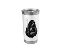 Skeleton Woman Holding a Black cat - Gothic cat mom Stainless Steel Insulated Tumbler