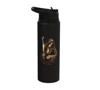 Skeleton Woman Holding a Black cat - Gothic cat mom Stainless Steel Insulated Water Bottle