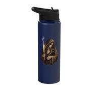 Skeleton Woman Holding a Black cat - Gothic cat mom Stainless Steel Insulated Water Bottle