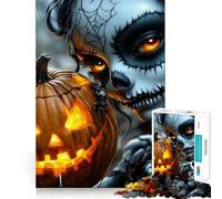 Skeleton Woman with Pumpkin Jigsaw for Teenagers 1000 Pieces Logic Play Indoor Fun Accurate Edge Art Collection Piece 38x52cm