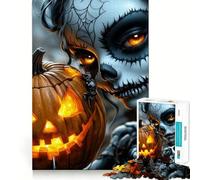 Skeleton Woman with Pumpkin Jigsaw Puzzles 1000 Pieces for Teenagers Smart Toy Home Pastime Accurate Cut Thoughtful Gift 38x26cm
