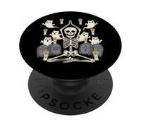 Skeleton Yoga Meditation Cat Ghosts Halloween PopSockets Adhesive PopGrip