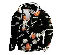Skeleton Zip Up Hoodie Men Mens Half Zip Up Hoodie Pumpkin Head Printed Sweatshirt Human Skeleton Bat Pattern Sweatshirts Long Sleeve Sweatshirts Quarter Zipper Holiday Costumes Adult Scary
