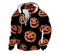 Skeleton Zip Up Hoodie Men Mens Half Zip Up Hoodie Pumpkin Head Printed Sweatshirt Human Skeleton Bat Pattern Sweatshirts Long Sleeve Sweatshirts Quarter Zipper Holiday Costumes Adult Scary