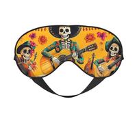 Skeletons and Flowers On The Day of The Dead Print Sleep Mask with Adjustable Strap, Comfortable Eye Cover for Travel, Yoga, Napping, Sleeping & Relaxation