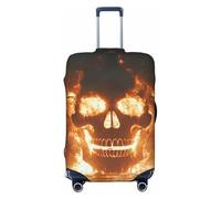 Skeletons and Ships in A Sea of Fire Elastic Travel Luggage Cover Suitcase Protector, Print Suitcase Baggage Cover Anti-Scratch