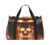Skeletons and Ships in A Sea of Fire Waterproof Weekender Bags Duffel Bag Large Carry On Hand Luggage Bags Foldable Tote Bag for Travel Sports Gym Dance